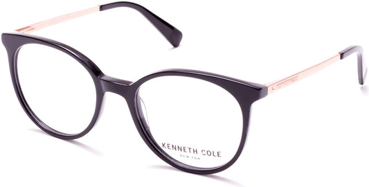 Kenneth Cole New York,Kenneth Cole Reaction KC0288 Round Eyeglasses 001-001 - Shiny Black
