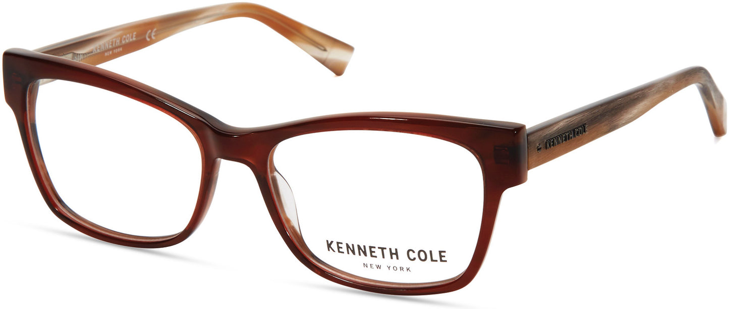 Kenneth Cole New York,Kenneth Cole Reaction KC0297 Geometric Eyeglasses 049-049 - Matte Dark Brown