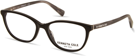 Kenneth Cole New York,Kenneth Cole Reaction KC0308 Rectangular Eyeglasses 001-001 - Shiny Black
