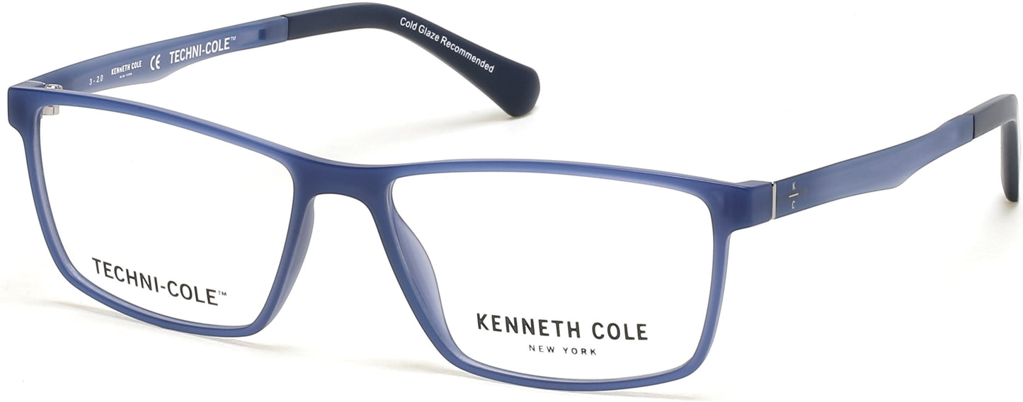 Kenneth Cole New York,Kenneth Cole Reaction KC0318 Rectangular Eyeglasses 091-091 - Matte Blue