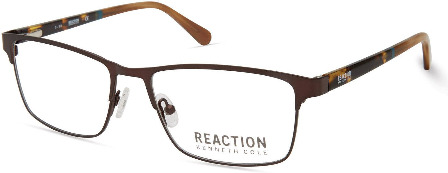 Kenneth Cole New York,Kenneth Cole Reaction KC0823 Geometric Eyeglasses 049-049 - Matte Dark Brown