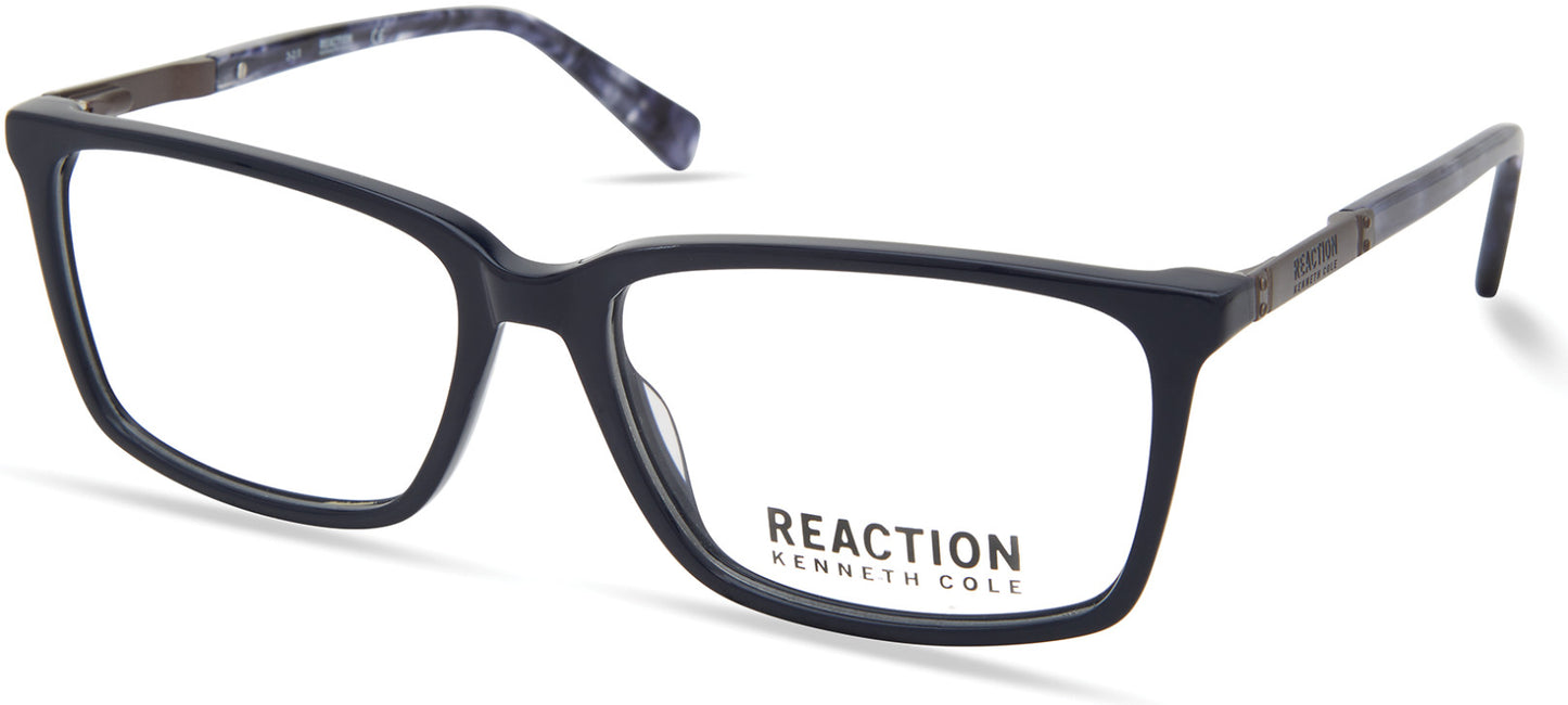 Kenneth Cole New York,Kenneth Cole Reaction KC0870 Rectangular Eyeglasses 090-090 - Shiny Blue
