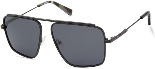 Kenneth Cole New York,Kenneth Cole Reaction KC7232 Pilot Sunglasses 02D-02D - Matte Black / Smoke Polarized Lenses