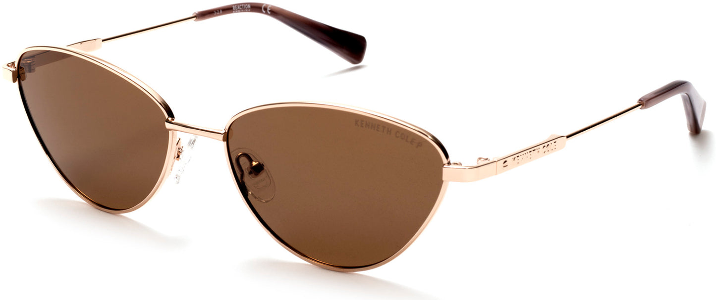 Kenneth Cole New York,Kenneth Cole Reaction KC7235 Cat Sunglasses 28H-28H - Shiny Rose Gold / Brown Polarized Lenses