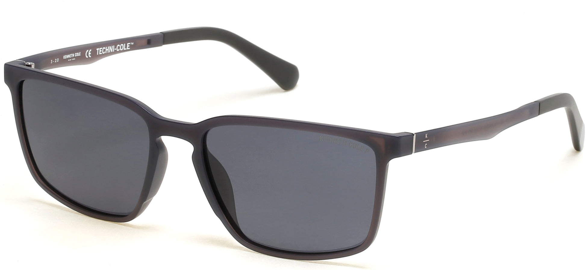 Kenneth Cole New York,Kenneth Cole Reaction KC7251 Square Sunglasses 20D-20D - Grey / Smoke Polarized