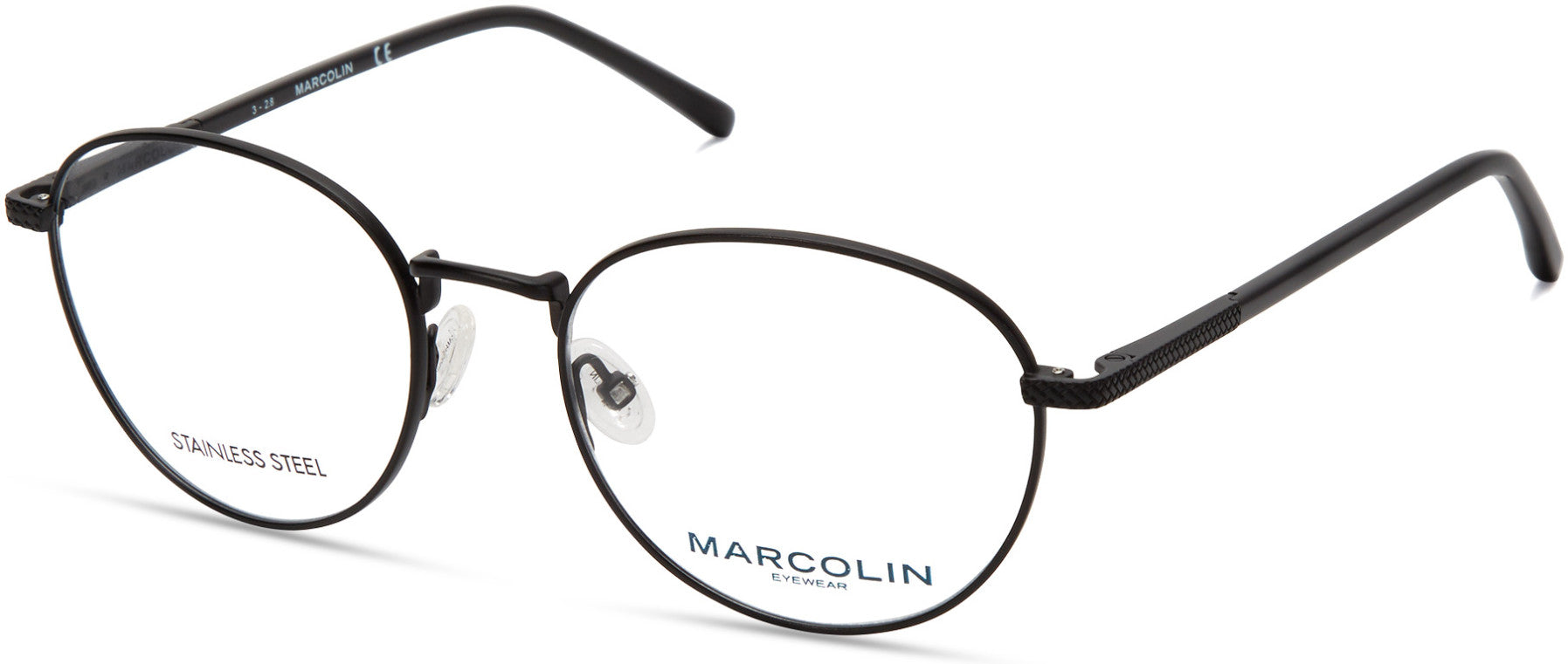 Marcolin MA3018 Round Eyeglasses 002-002 - Matte Black