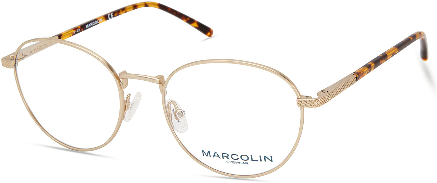 Marcolin MA3018 Round Eyeglasses 032-032 - Pale Gold