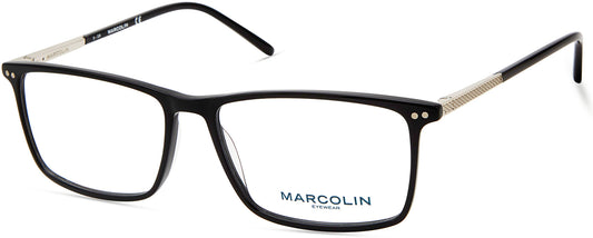 Marcolin MA3019 Rectangular Eyeglasses 001-001 - Shiny Black