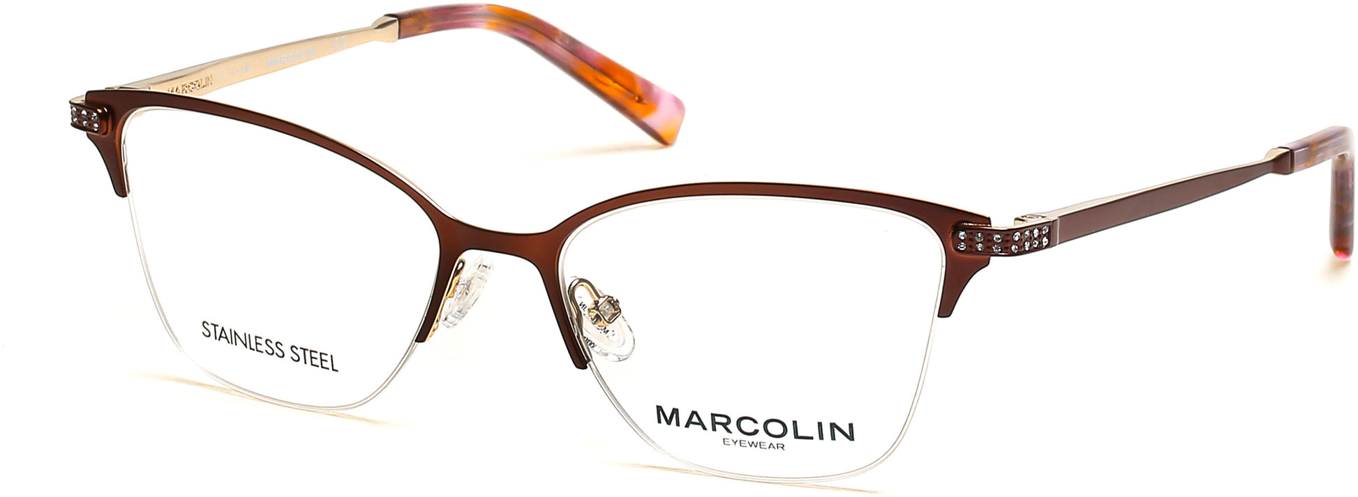Marcolin MA5020 Square Eyeglasses 049-049 - Matte Dark Brown