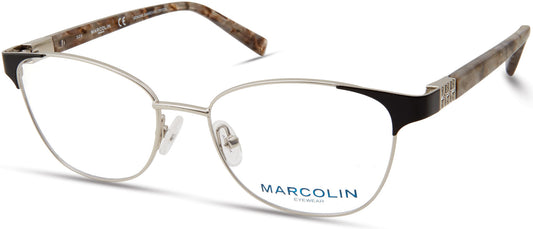 Marcolin MA5021 Round Eyeglasses 010-010 - Shiny Light Nickeltin