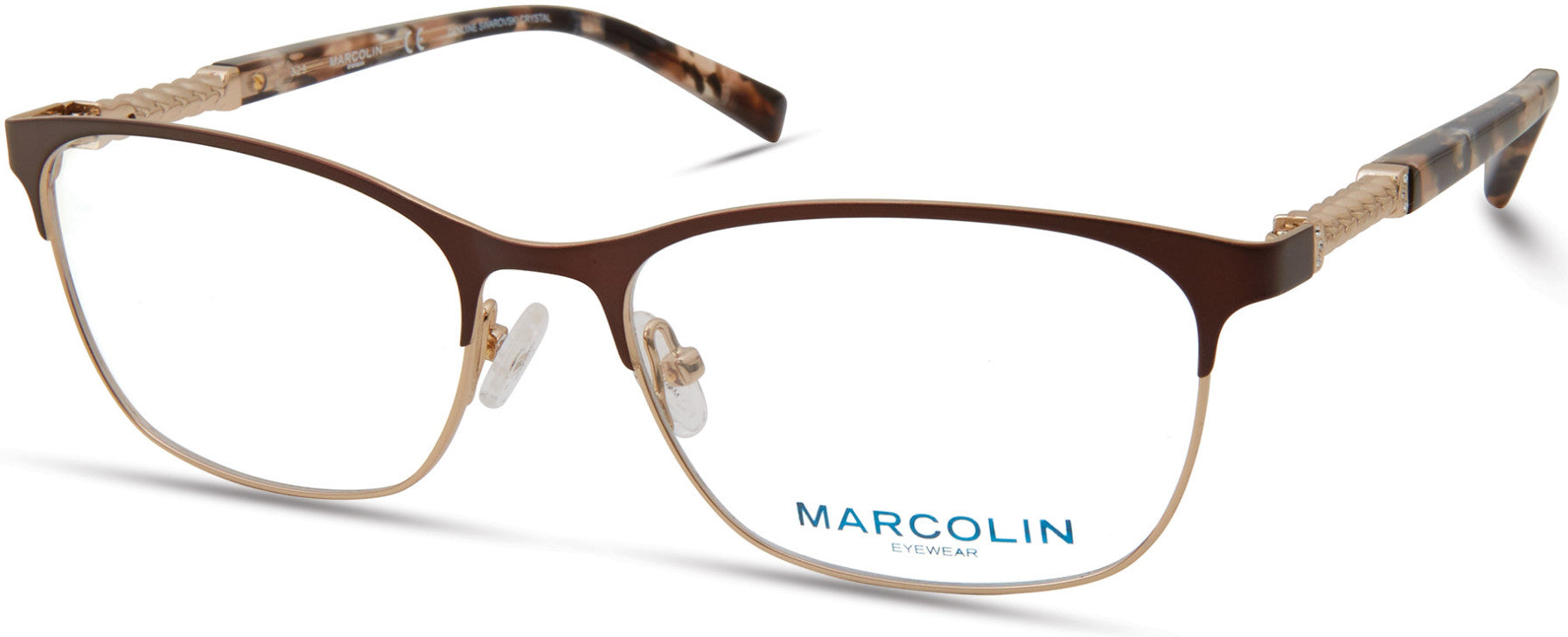 Marcolin MA5022 Rectangular Eyeglasses 049-049 - Matte Dark Brown