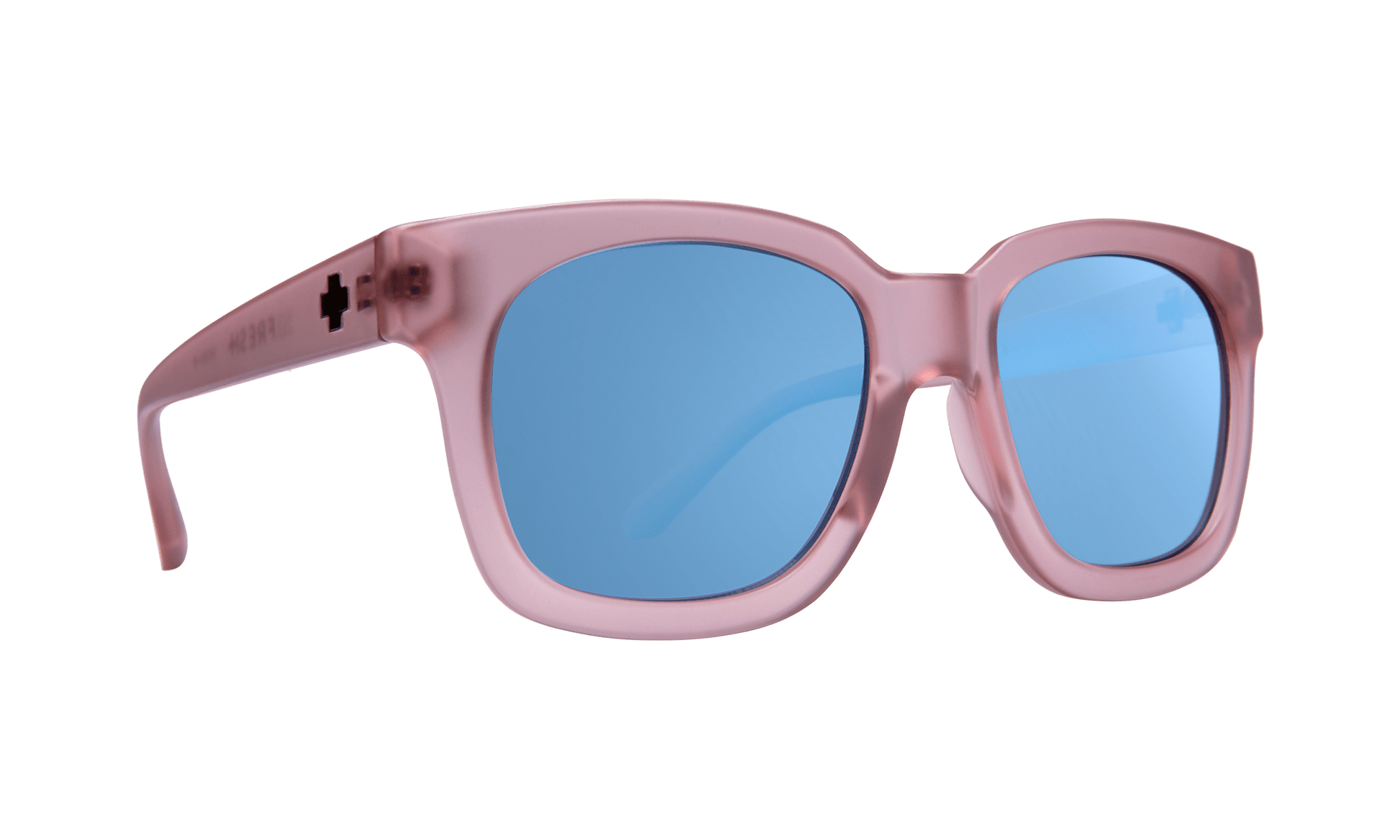 SPY Shandy Sunglasses  Gray with Light Blue Fash Mirror Matte Translucent Blush  52-20-147