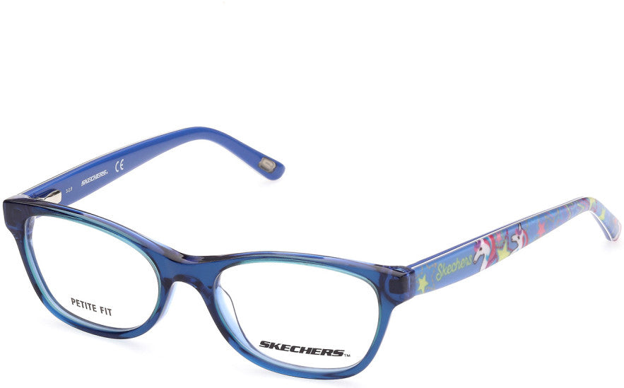 Skechers SE1645 Rectangular Eyeglasses 090-090 - Shiny Blue