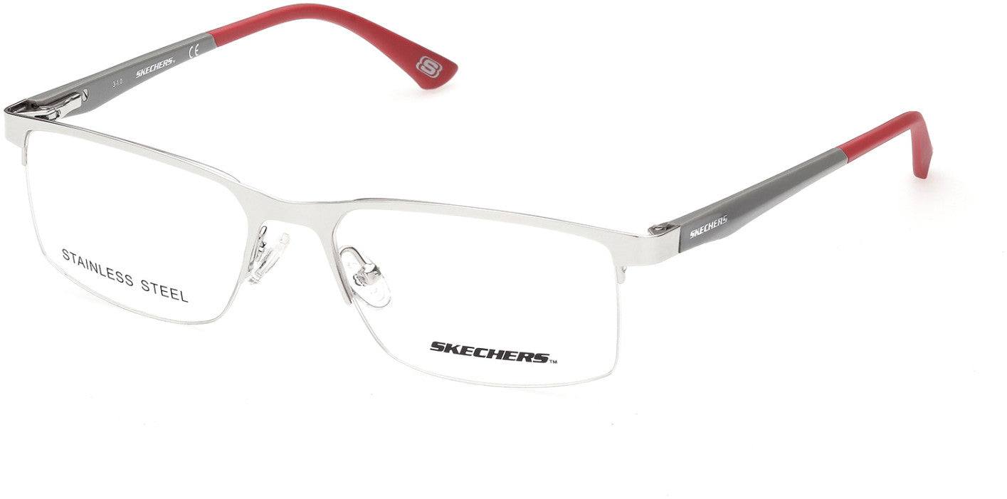 Skechers SE3306 Rectangular Eyeglasses 010-010 - Shiny Light Nickeltin