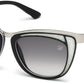Swarovski SK0061 Diva Cat Sunglasses 05B-05B - Shiny Black, White, Clear Crystals, Silver / Gradient Smoke Lenses