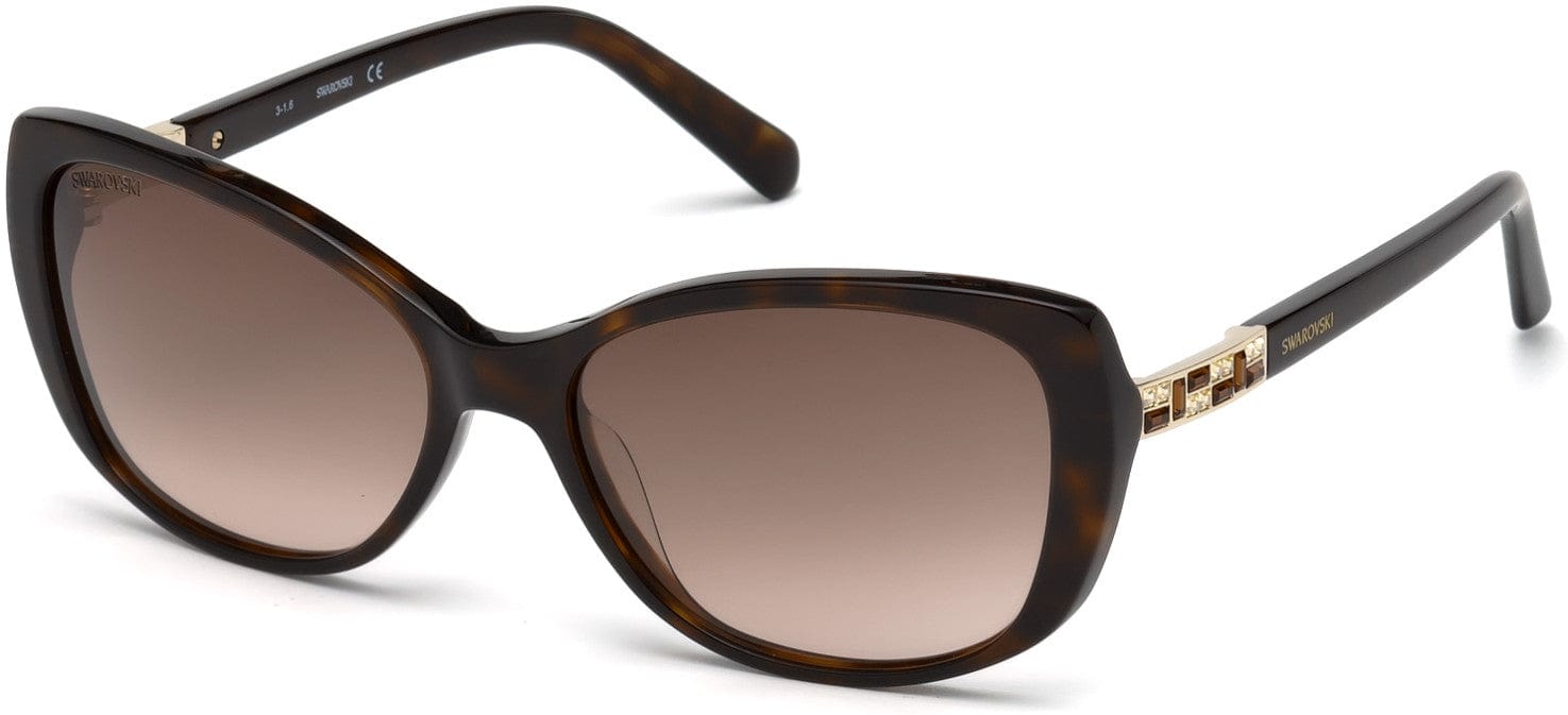 Swarovski SK0124 Butterfly Sunglasses 52F-52F - Dark Havana / Gradient Brown Lenses