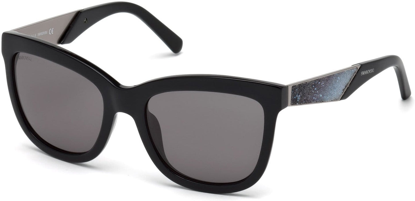 Swarovski SK0125 Square Sunglasses 01E-01E - Shiny Black  / Brown