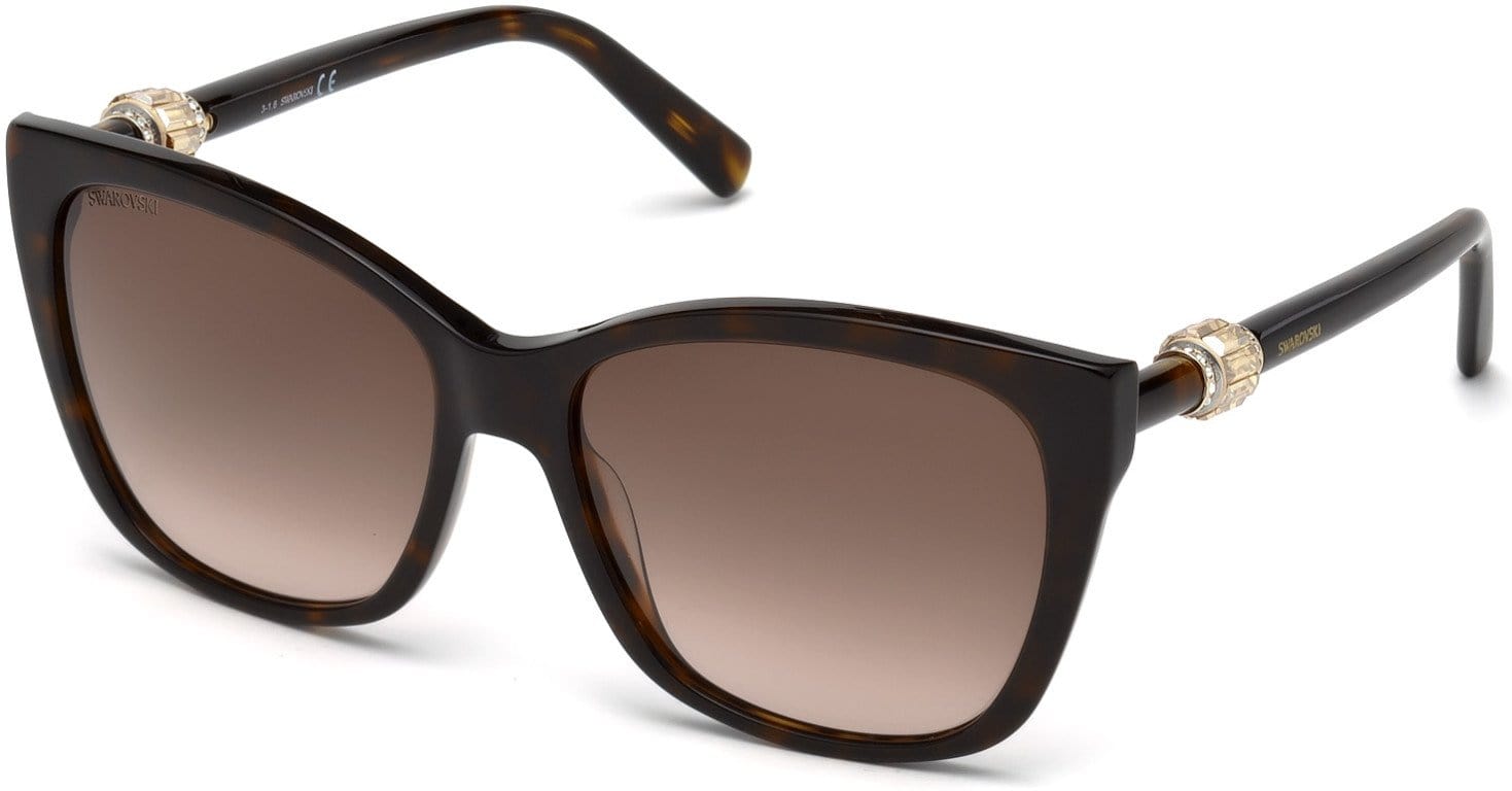 Swarovski SK0129 Square Sunglasses 52F-52F - Dark Havana / Gradient Brown