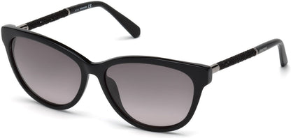 Swarovski SK0131 Cat Sunglasses 01B-01B - Shiny Black  / Gradient Smoke