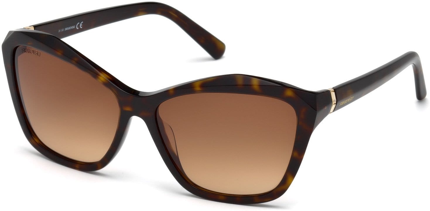 Swarovski SK0135 Square Sunglasses 52F-52F - Dark Havana / Gradient Brown