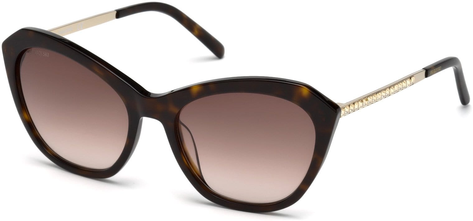 Swarovski SK0143 Cat Sunglasses 52F-52F - Dark Havana / Gradient Brown Lenses
