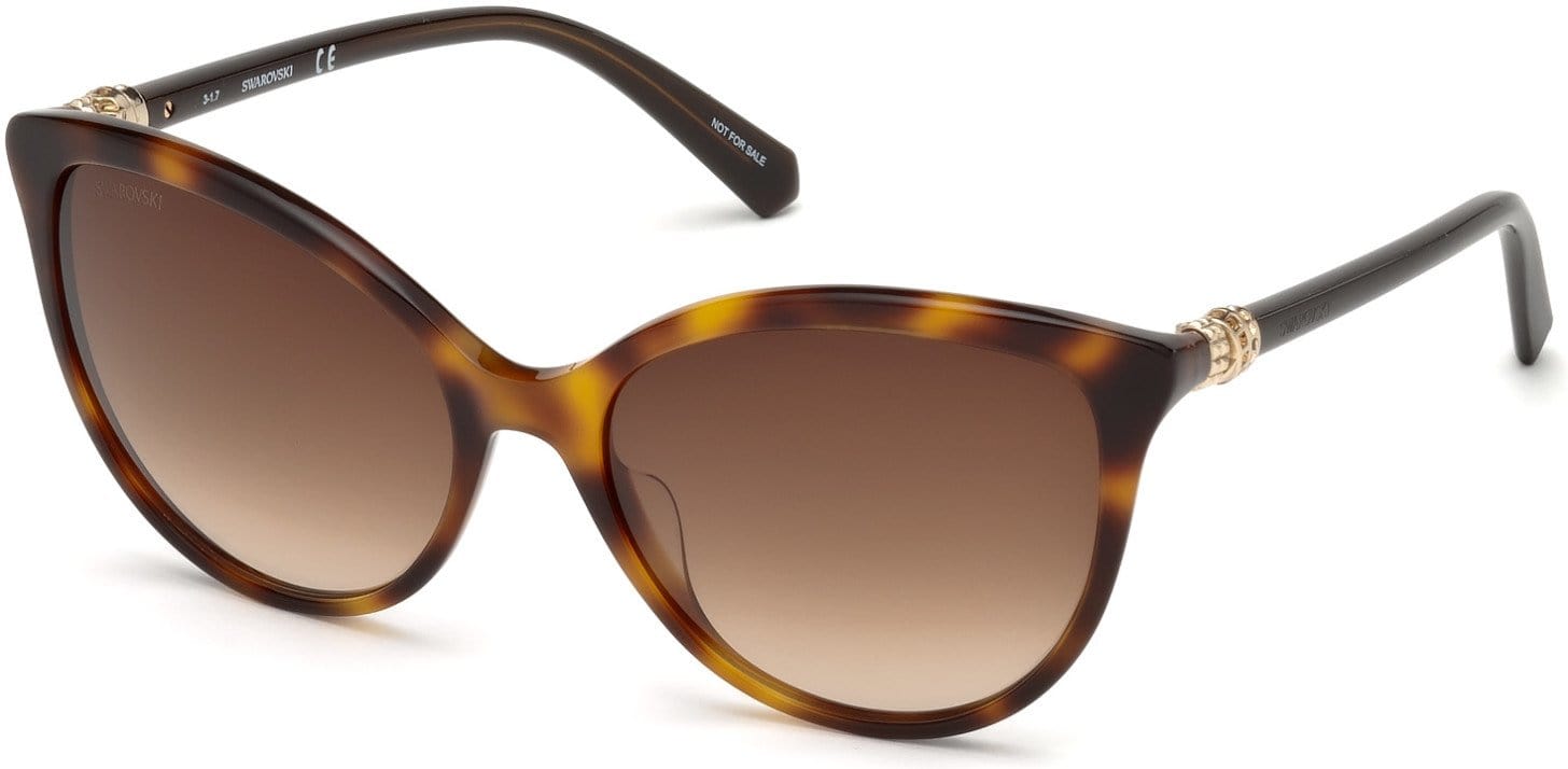 Swarovski SK0147 Cat Sunglasses 52G-52G - Dark Havana / Brown Mirror Lenses