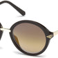 Swarovski SK0153 Round Sunglasses 48G-48G - Shiny Dark Brown / Brown Mirror Lenses