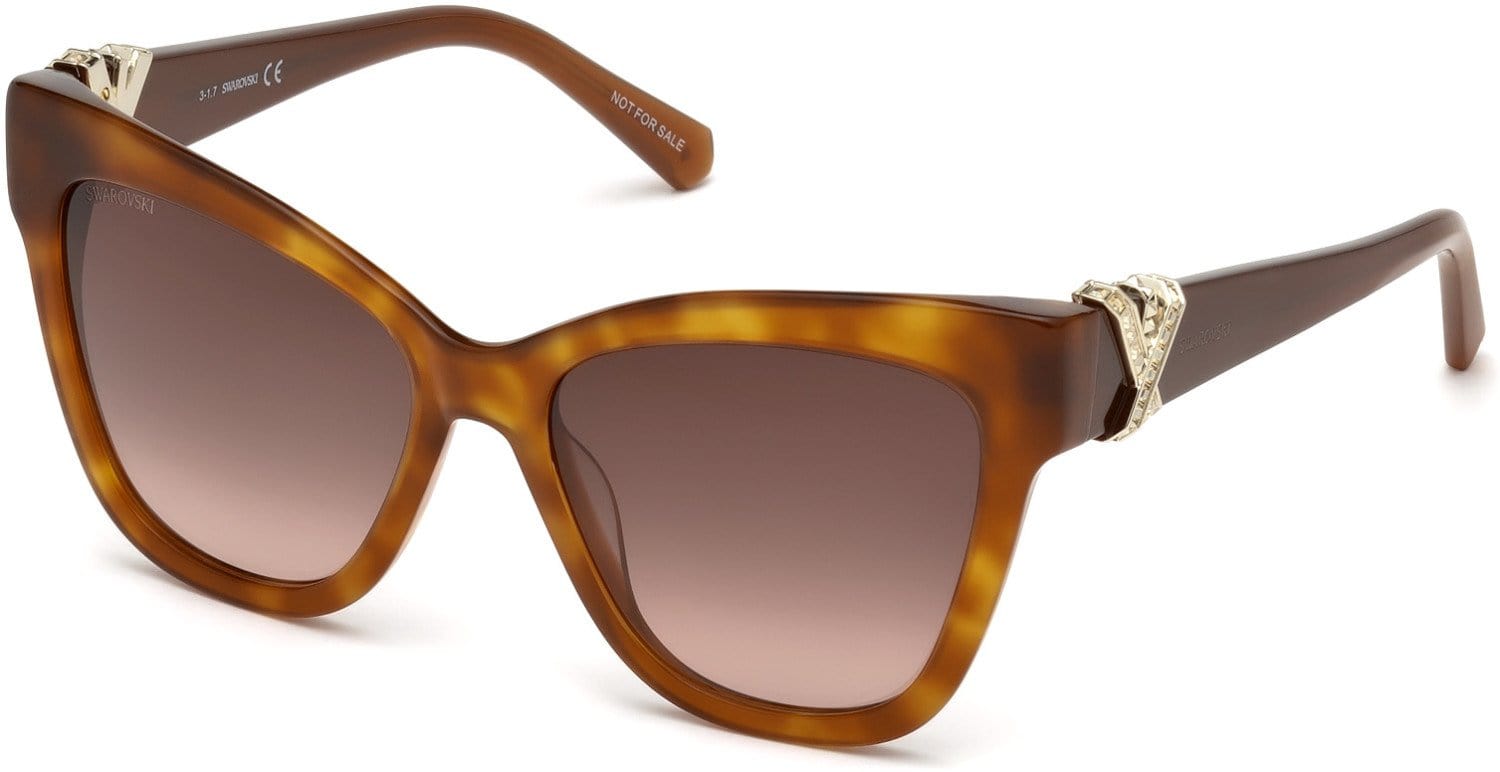 Swarovski SK0157 Butterfly Sunglasses 52G-52G - Dark Havana / Brown Mirror Lenses