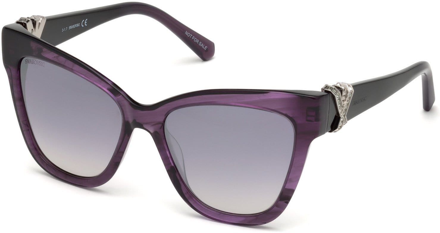 Swarovski SK0157 Butterfly Sunglasses 81C-81C - Shiny Violet / Smoke Mirror Lenses