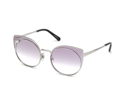 Swarovski SK0173 Cat Sunglasses 16C-16C - Shiny Palladium / Smoke Mirror Lenses