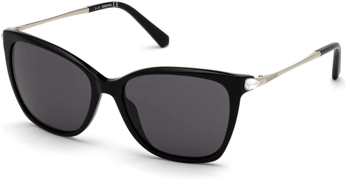 Swarovski SK0267 Cat Sunglasses 01A-01A - Shiny Black  / Smoke