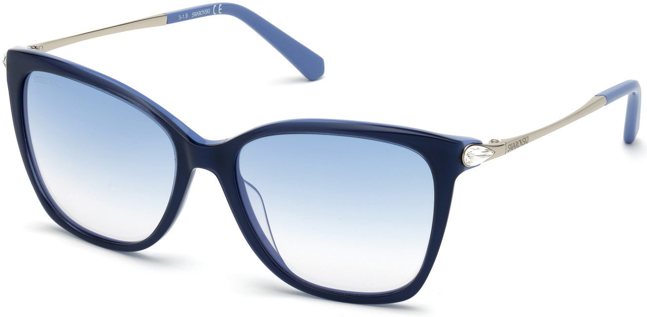 Swarovski SK0267 Cat Sunglasses 90W-90W - Shiny Blue / Gradient Blue