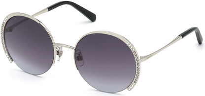 Swarovski SK0280-H Round Sunglasses 16B-16B - Shiny Palladium / Gradient Smoke Lenses