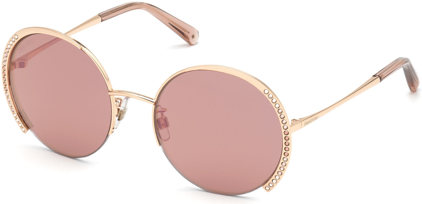 Swarovski SK0280-H Round Sunglasses 33U-33U - Gold / Bordeaux Mirror Lenses