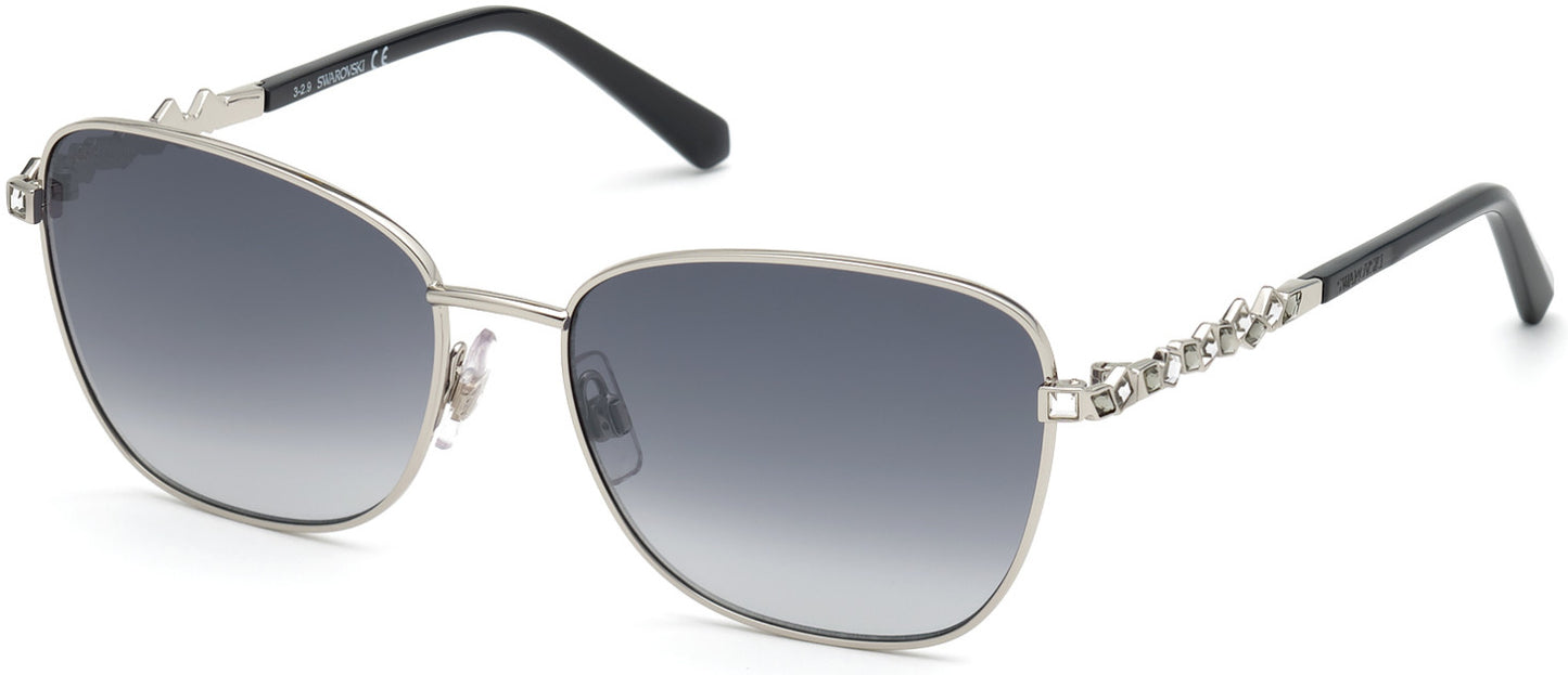 Swarovski SK0284 Rectangular Sunglasses 16C-16C - Shiny Palladium / Smoke Mirror