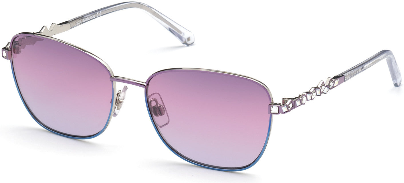 Swarovski SK0284 Rectangular Sunglasses 83Z-83Z - Violet / Gradient Or Mirror Violet