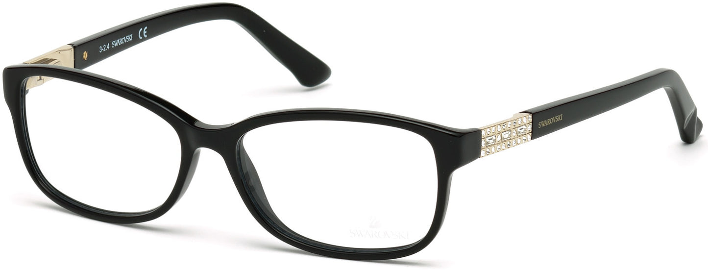 Swarovski SK5155 Foxy Rectangular Eyeglasses 001-001 - Shiny Black