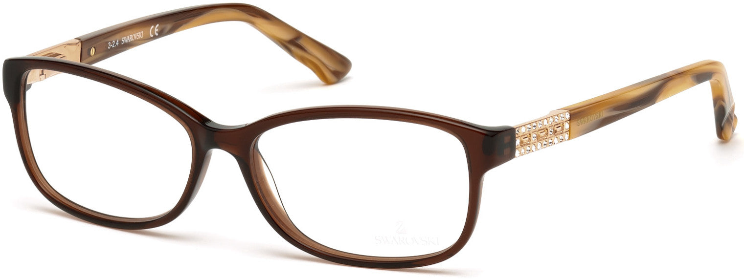 Swarovski SK5155 Foxy Rectangular Eyeglasses 045-045 - Shiny Light Brown