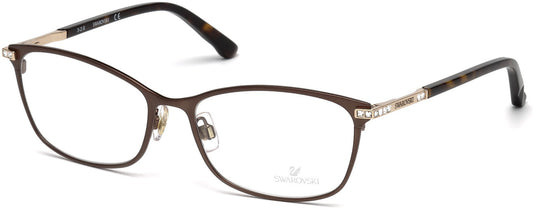 Swarovski SK5187 Goldie Rectangular Eyeglasses 049-049 - Matte Dark Brown