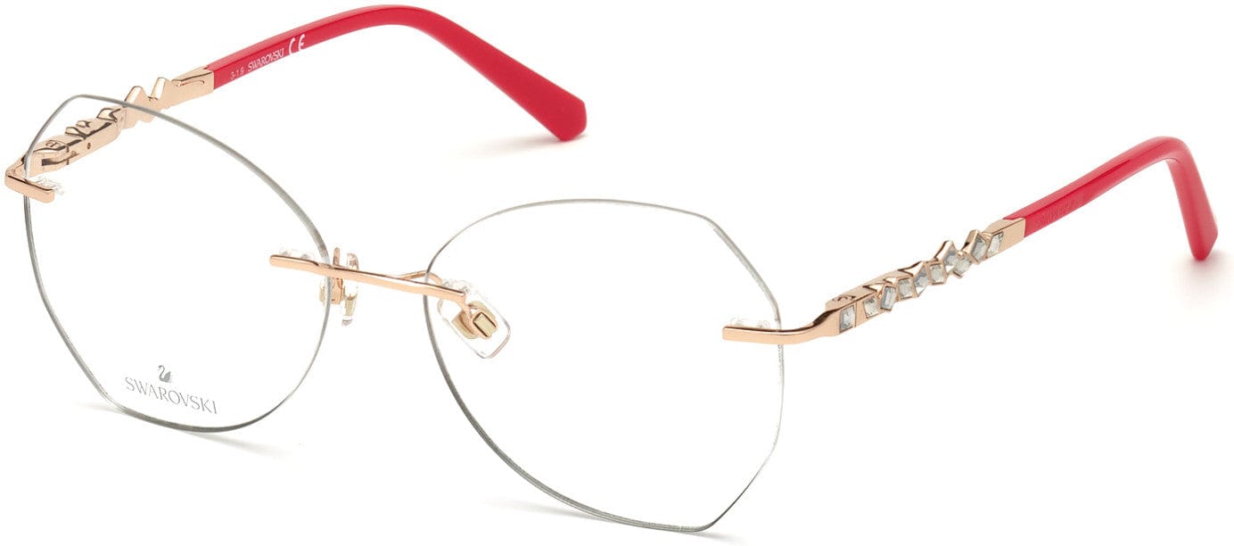 Swarovski SK5345 Geometric Eyeglasses 028-028 - Shiny Rose Gold