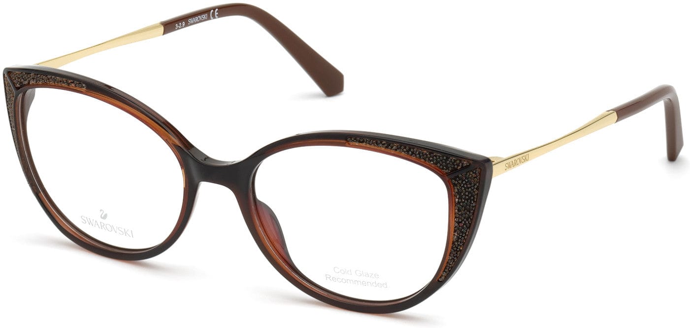 Swarovski SK5362 Cat Eyeglasses 048-048 - Shiny Dark Brown