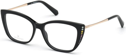 Swarovski SK5366 Butterfly Eyeglasses 001-001 - Shiny Black