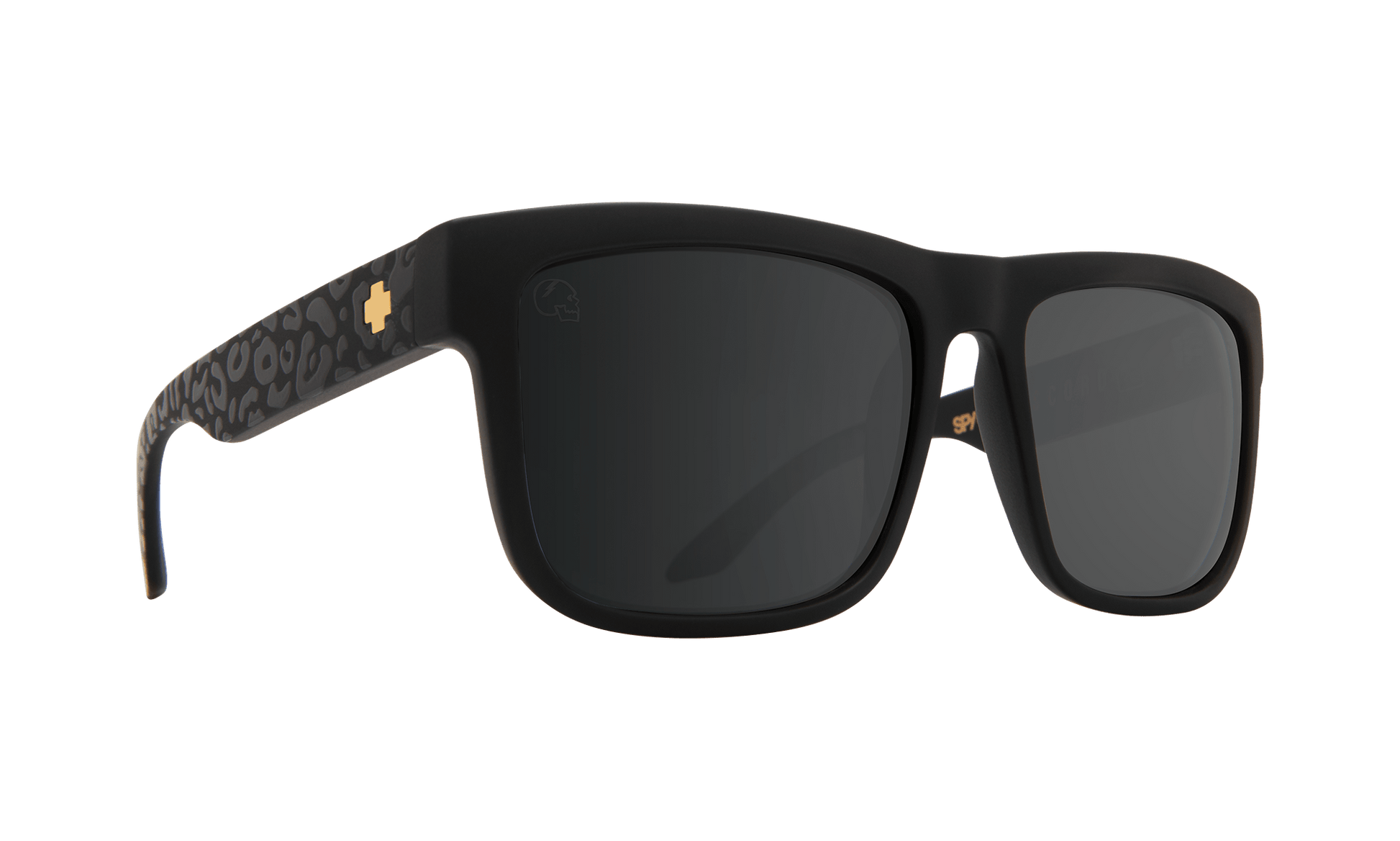 SPY Discord Sunglasses  Happy Gray Green with Light Silver Spectra Mirror Matte Black Leopard  57-17-145