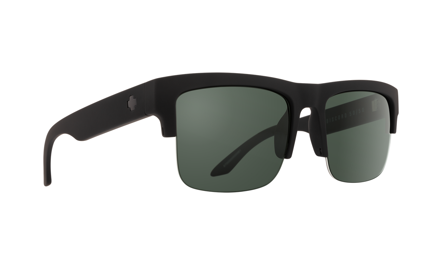 SPY Discord 50/50 Sunglasses  Happy Gray Green Polar Soft Matte Black  58-18-145