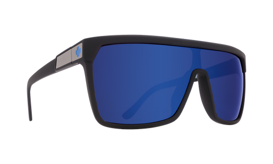 SPY Flynn Sunglasses  Happy Bronze with Dark Blue Spectra Mirror Soft Matte Black  a whopping 134-00-140