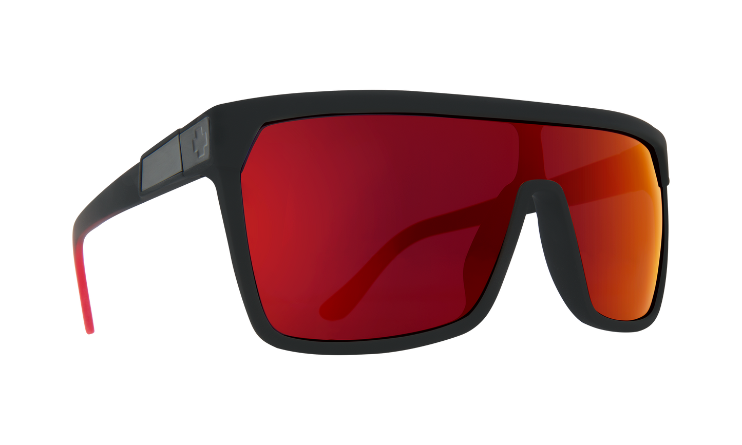 SPY Flynn Sunglasses  Happy Gray Green with Light Red Spectra Mirror Soft Matte Black Red Fade  a whopping 134-00-140