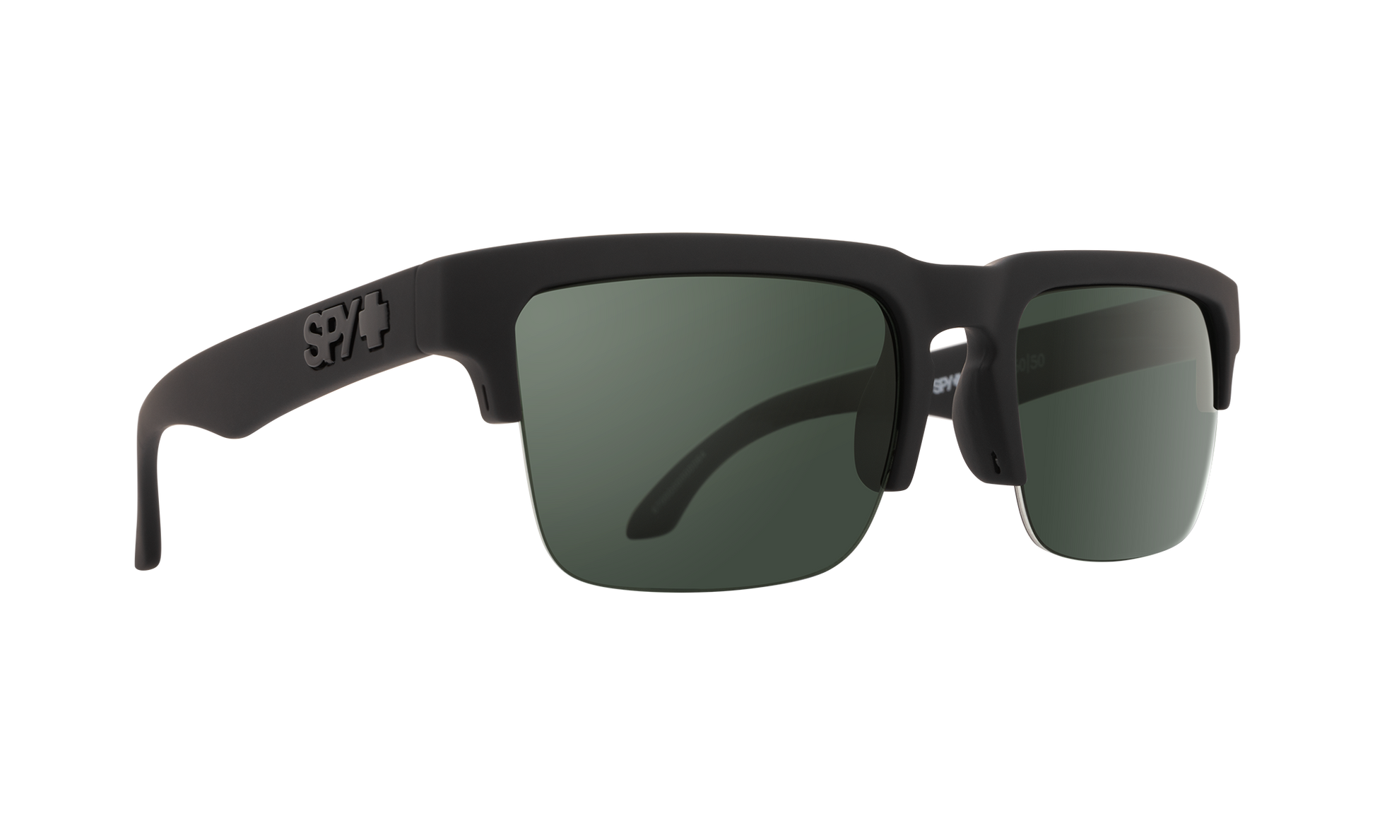 SPY Helm 50/50 Sunglasses  Happy Gray Green Polar Soft Matte Black  56-20-140