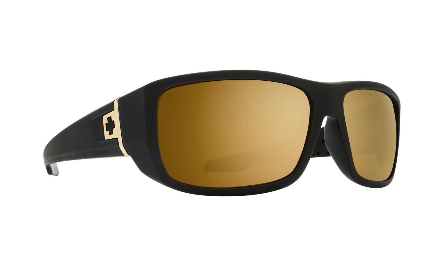 SPY MC3 Sunglasses  HD Plus Bronze with Gold Spectra Mirror 25th Anniversary Matte Black Gold  63-15-122