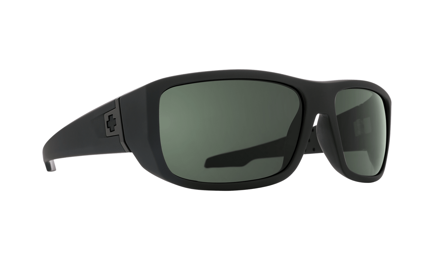 SPY MC3 Sunglasses  HD Plus Gray Green Polar Soft Matte Black  63-15-122
