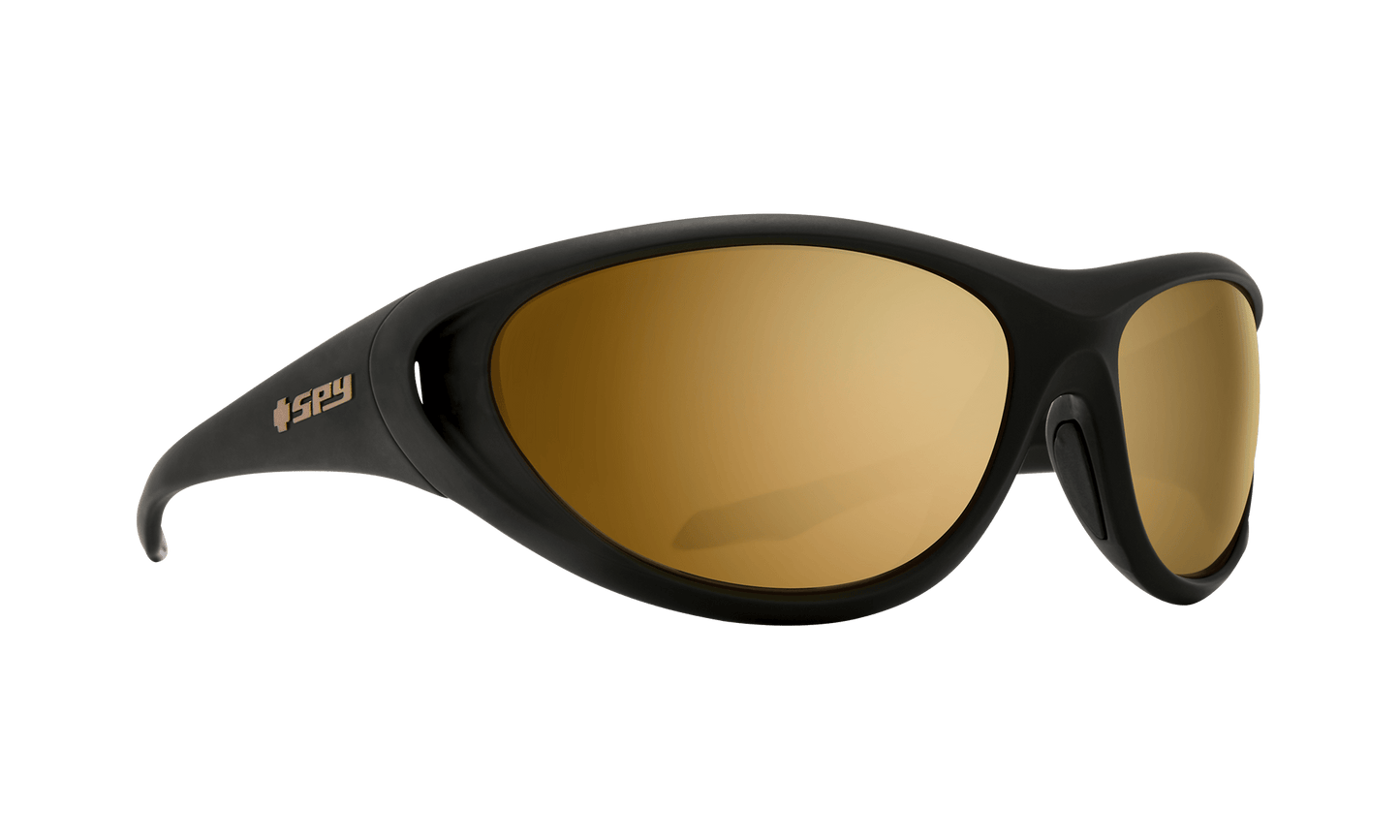 SPY Scoop 2 Sunglasses  HD Plus Bronze with Gold Spectra Mirror 25th Anniversary Matte Black Gold  65-15-127